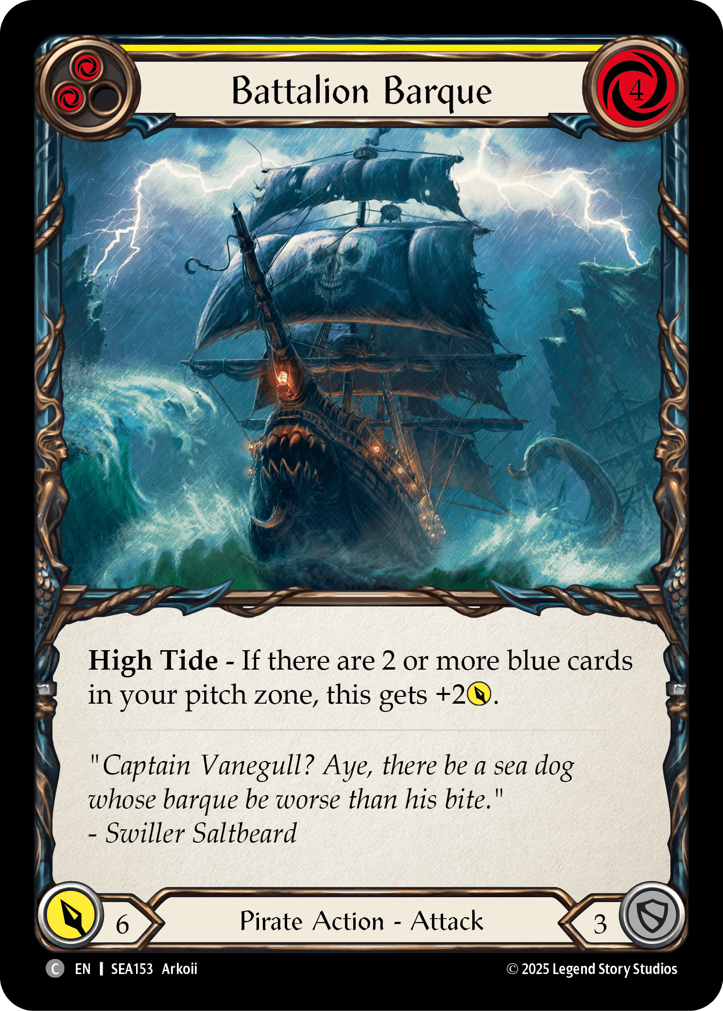 Battalion Barque (Yellow) (Treasure) — High Seas Flesh and Blood card by Arkoii