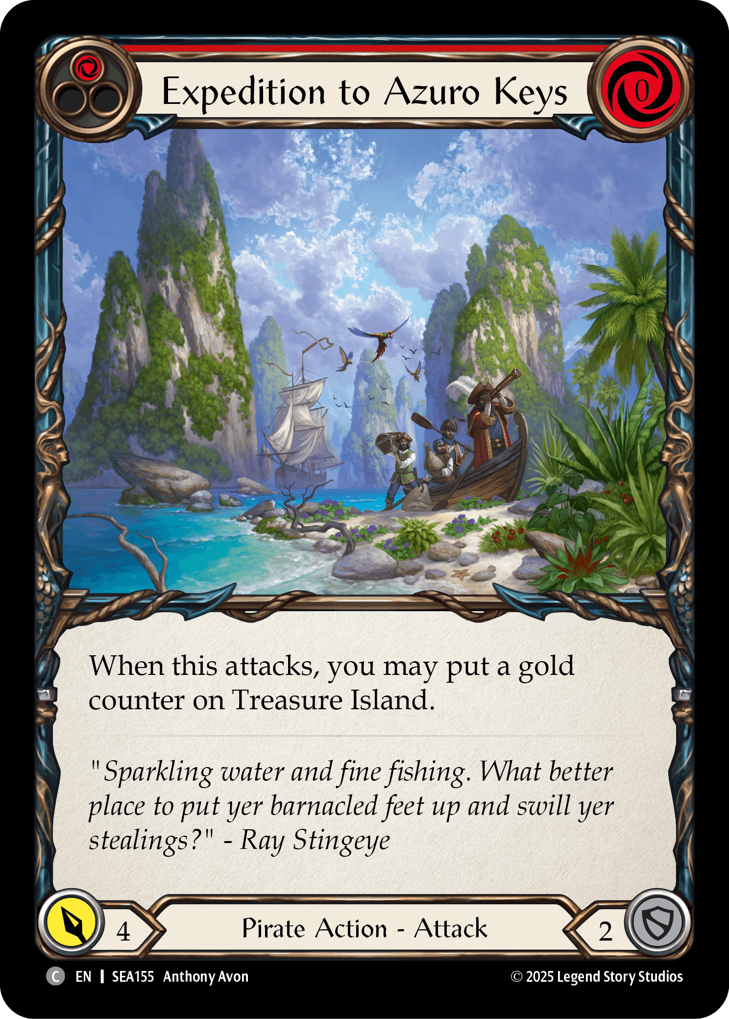 Expedition to Azuro Keys (Treasure) — High Seas Flesh and Blood card by Anthony Avon
