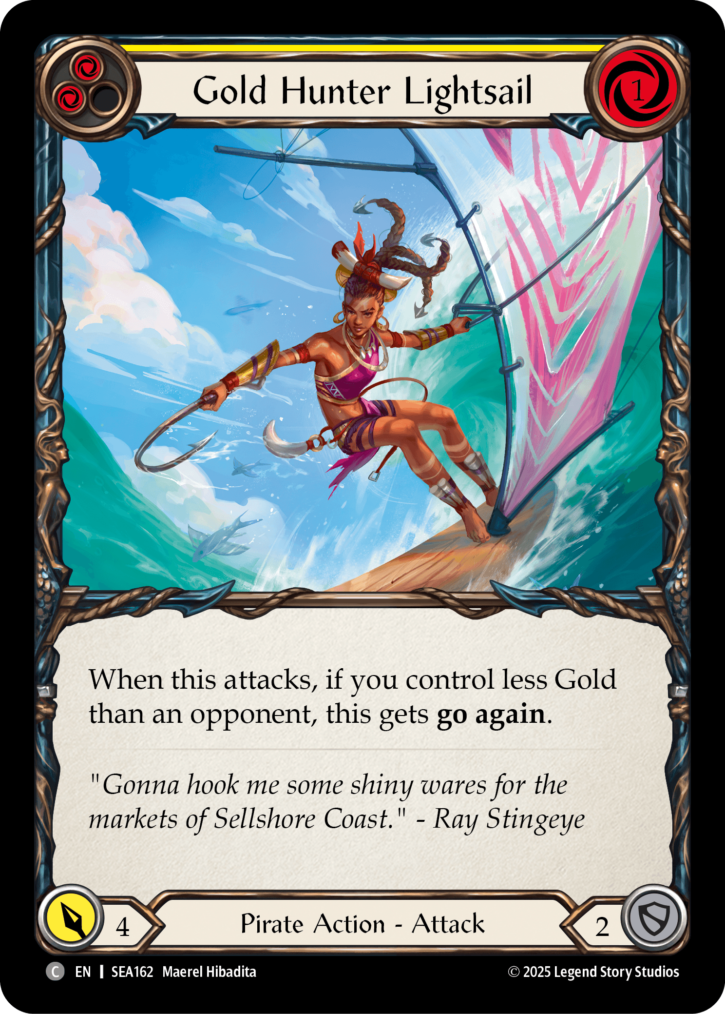 Gold Hunter Lightsail (Treasure) — High Seas Flesh and Blood card by Maerel Hibadita