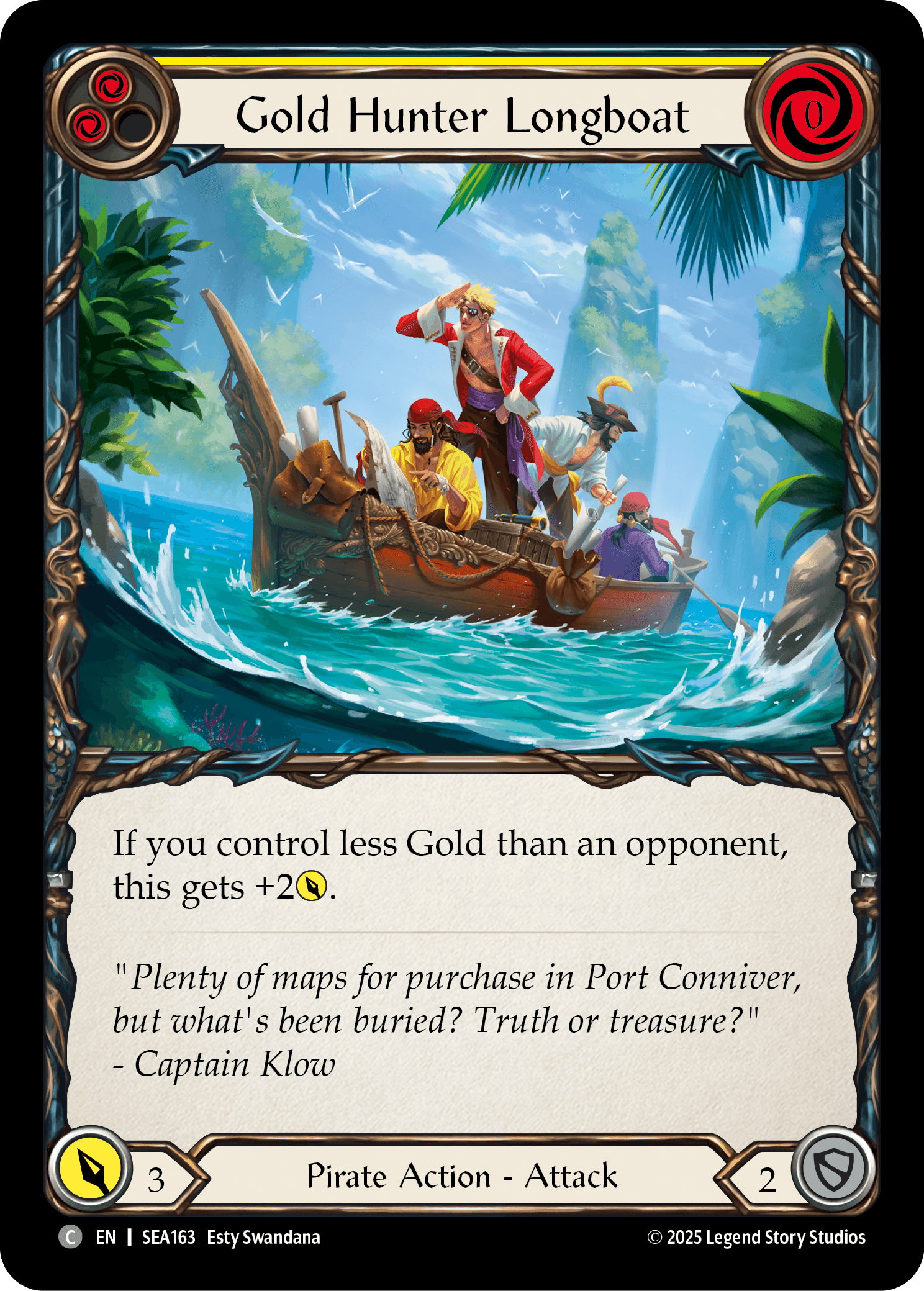 Gold Hunter Longboat (Treasure) — High Seas Flesh and Blood card by Esty Swandana