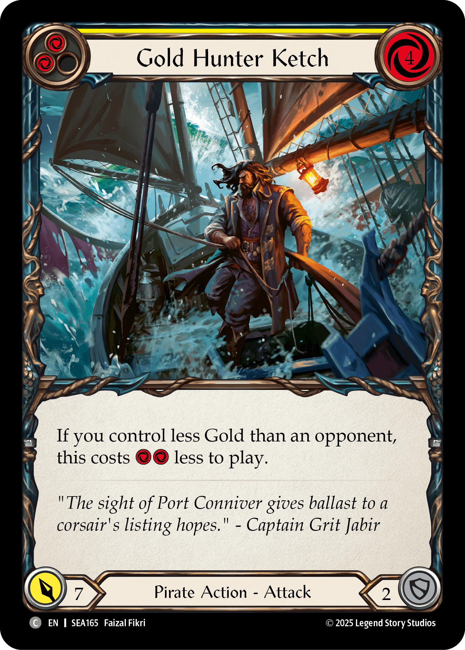 Gold Hunter Ketch (Treasure) — High Seas Flesh and Blood card by Faizal Fikri