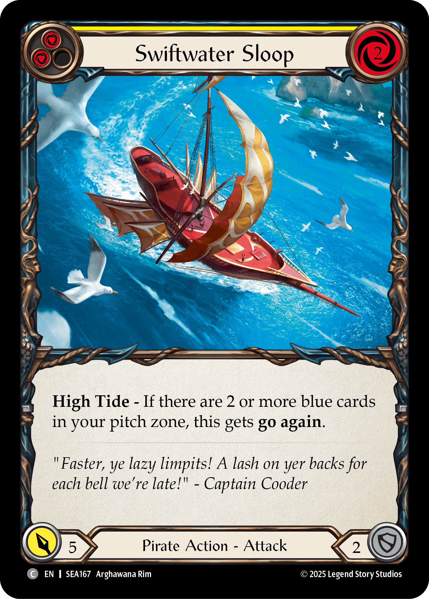 Swiftwater Sloop (Yellow) (Treasure) — High Seas Flesh and Blood card by Arghawana Rim