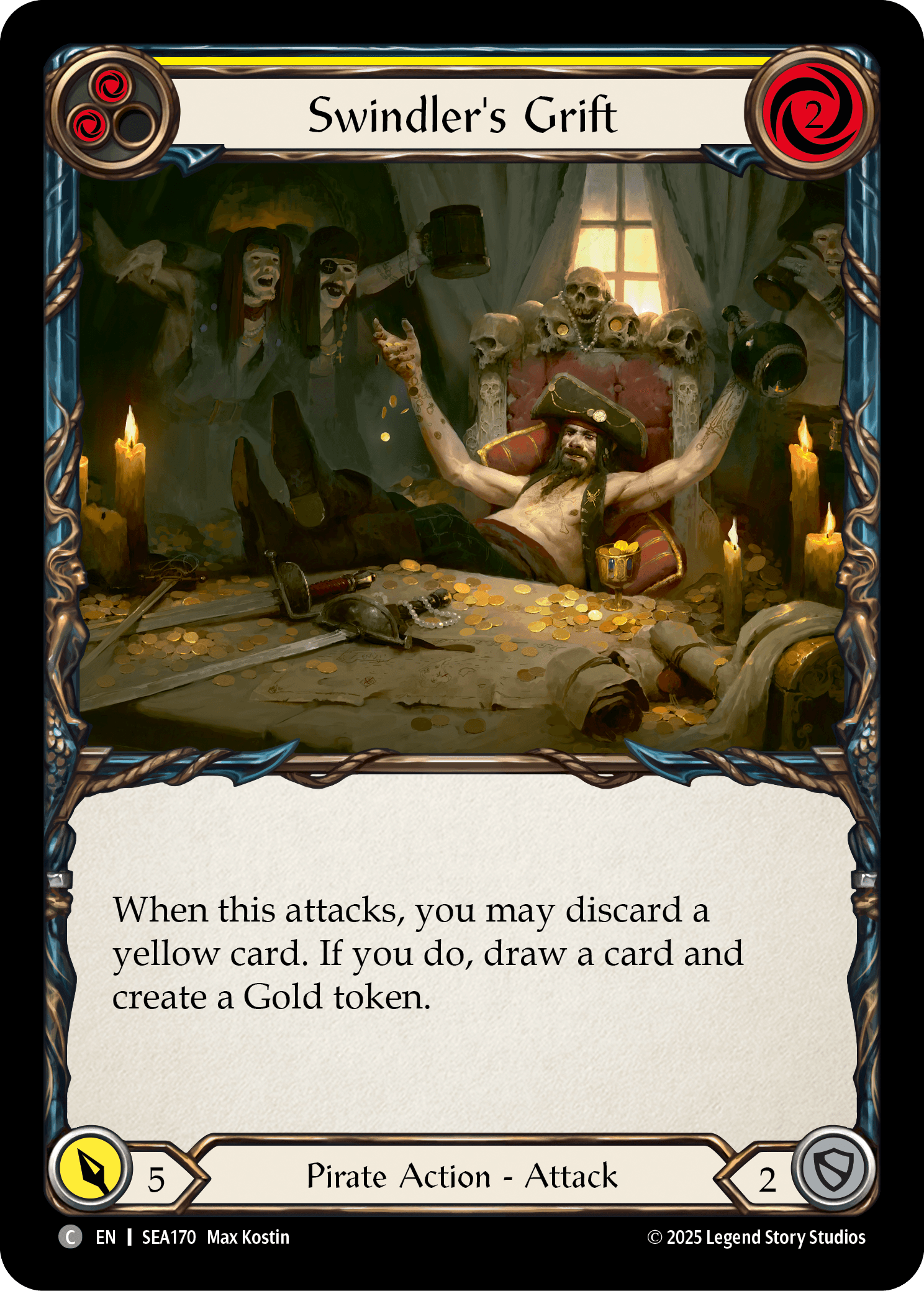 Swindler's Grift (Yellow) (Treasure) — High Seas Flesh and Blood card by Max Kostin