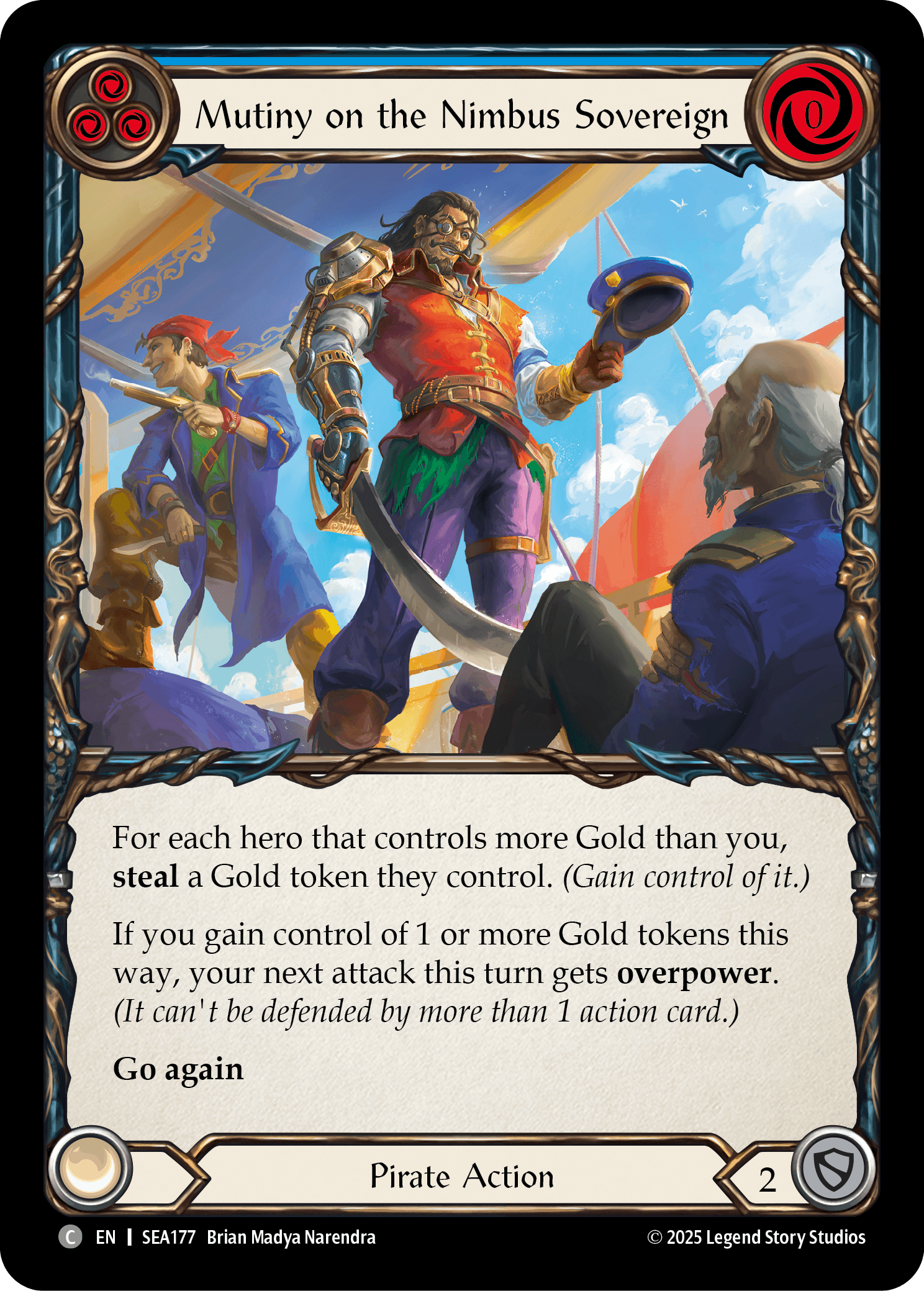 Mutiny on the Nimbus Sovereign (Treasure) — High Seas Flesh and Blood card by Brian Madya Narendra