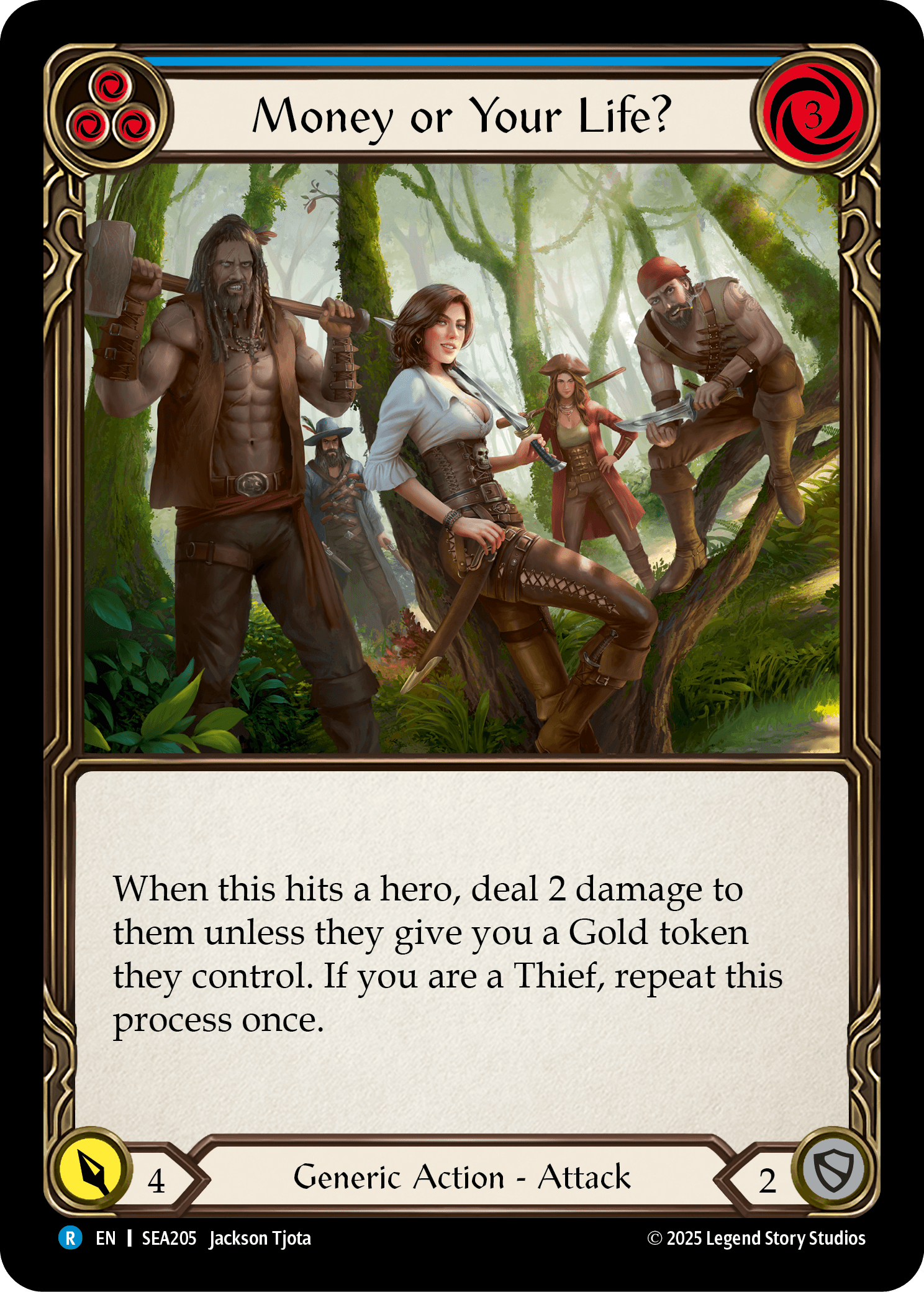 Money or Your Life? (Blue) — High Seas Flesh and Blood card by Jackson Tjota