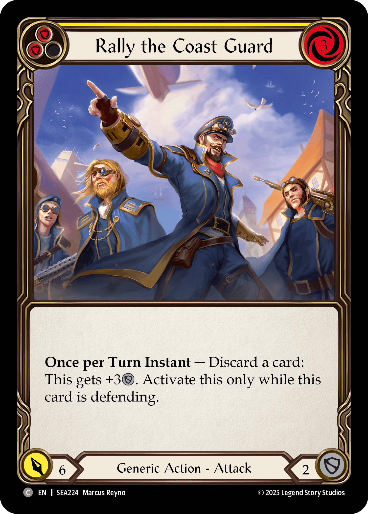 Rally the Coast Guard (Yellow) — High Seas Flesh and Blood card by Marcus Reyno