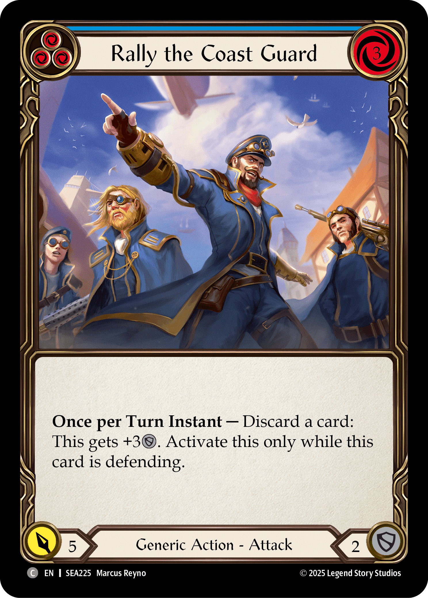 Rally the Coast Guard (Blue) — High Seas Flesh and Blood card by Marcus Reyno
