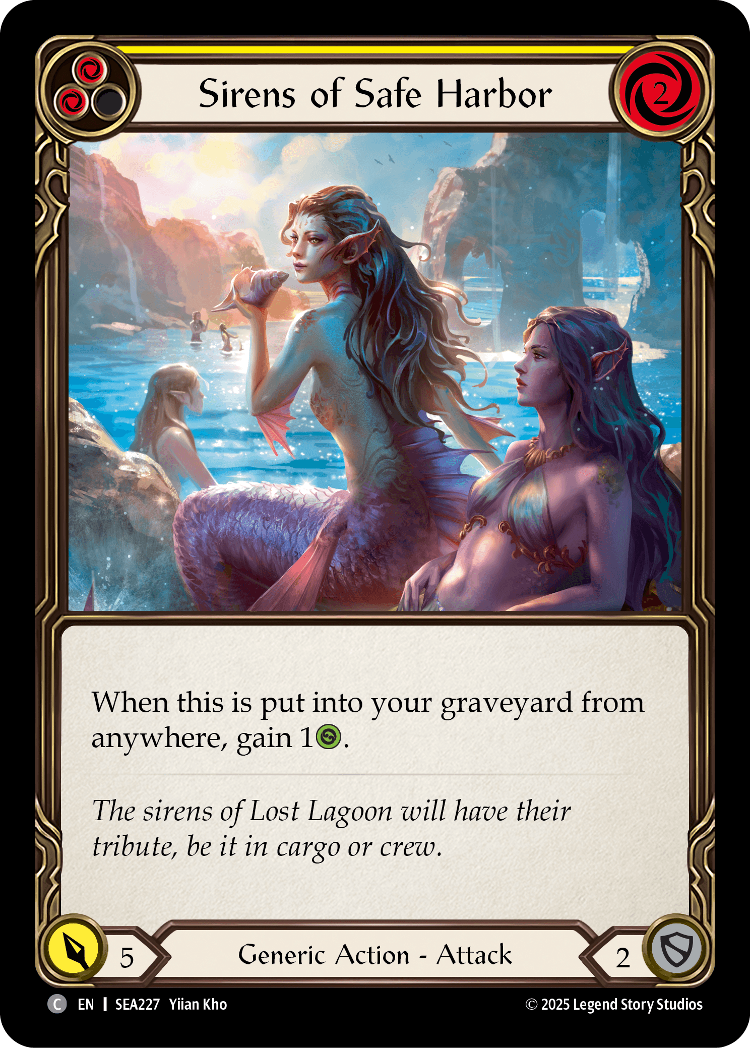 Sirens of Safe Harbor (Yellow) — High Seas Flesh and Blood card by Yiian Kho