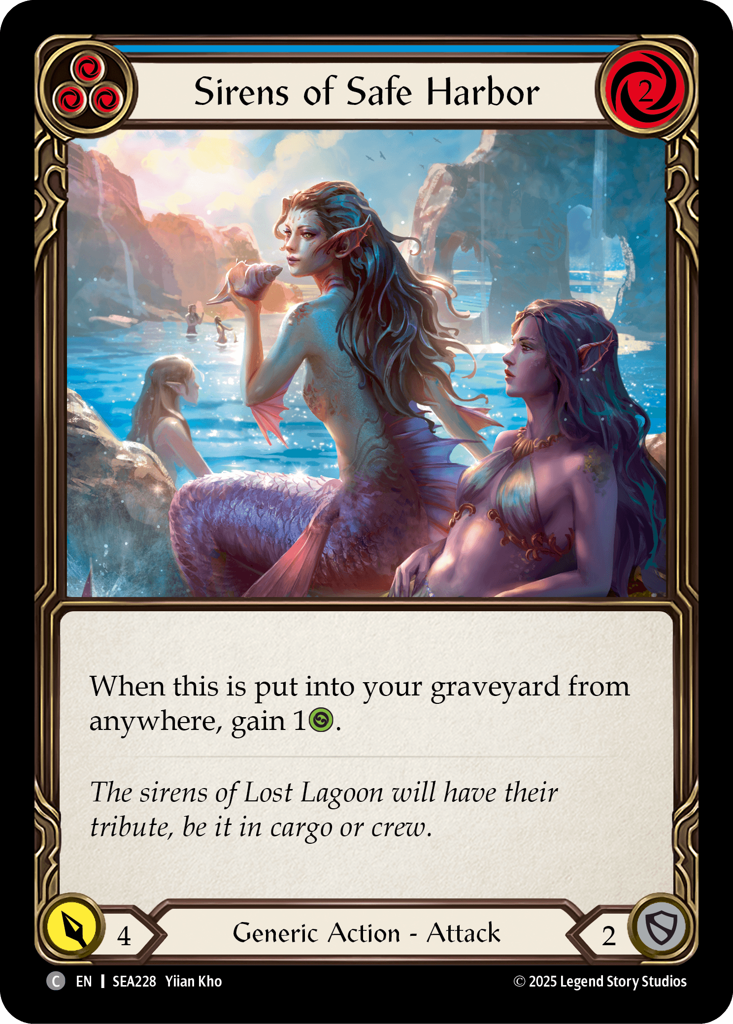 Sirens of Safe Harbor (Blue) — High Seas Flesh and Blood card by Yiian Kho