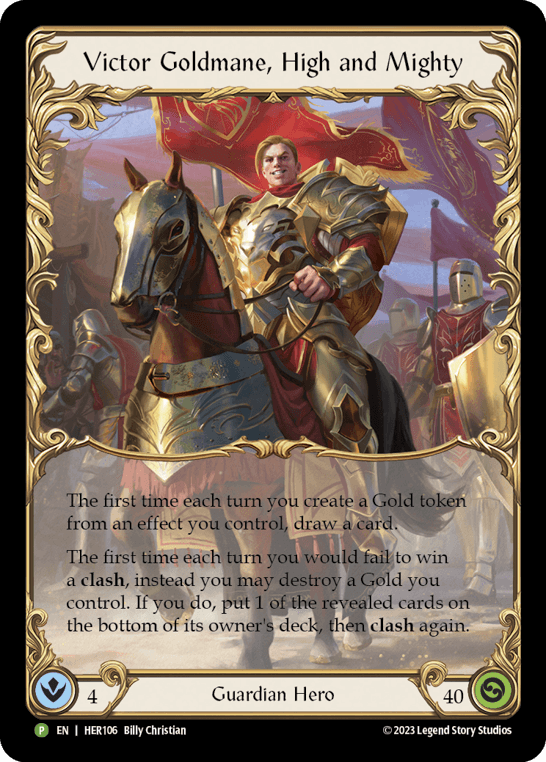 Victor Goldmane, High and Mighty - HER106 — Flesh and Blood: Promo Cards Flesh and Blood card by Billy Christian