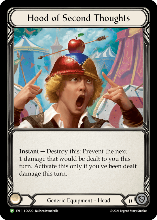 Hood of Second Thoughts — LGS Flesh and Blood card by Nailsen Ivanderlie