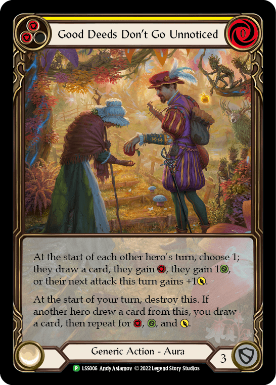 Good Deeds Don't Go Unnoticed — LSS Flesh and Blood card by Andy Aslamov
