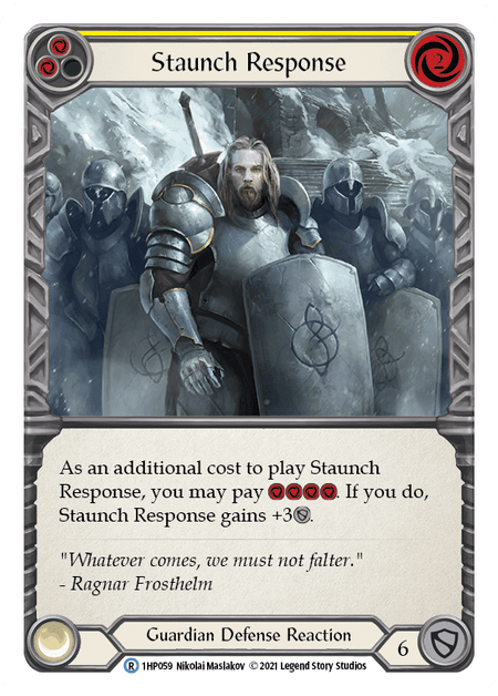 Staunch Response (Yellow) — History Pack Vol.1 Flesh and Blood card by Nikolai Maslakov