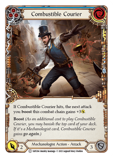 Combustible Courier (Blue) — History Pack Vol.1 Flesh and Blood card by Hendry Iwanaga