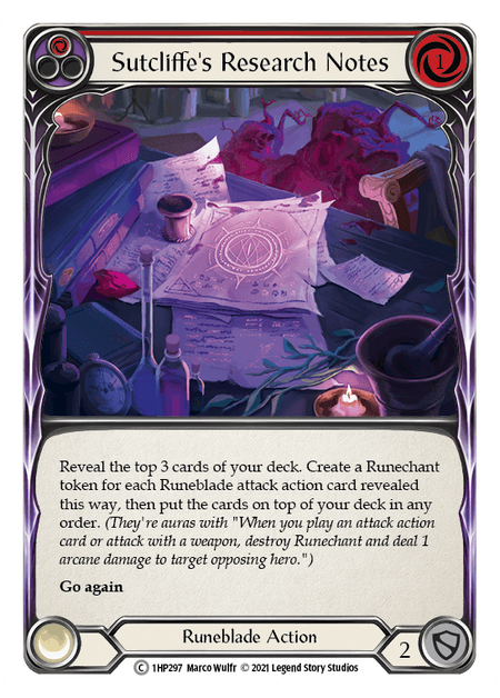 Sutcliffe's Research Notes (Red) — History Pack Vol.1 Flesh and Blood card by Marco Wulfr