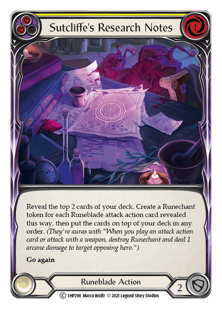 Sutcliffe's Research Notes (Yellow) — History Pack Vol.1 Flesh and Blood card by Marco Wulfr