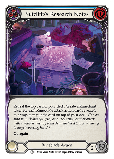 Sutcliffe's Research Notes (Blue) — History Pack Vol.1 Flesh and Blood card by Marco Wulfr