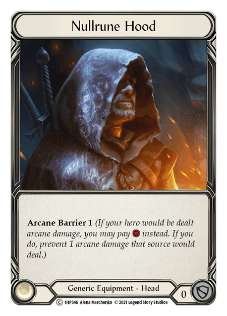 Nullrune Hood — History Pack Vol.1 Flesh and Blood card by Alena Marchenko