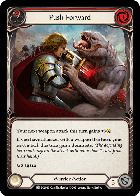 Push Forward (Red) — Blitz Deck: Monarch - Boltyn Flesh and Blood card by Camille Alquier