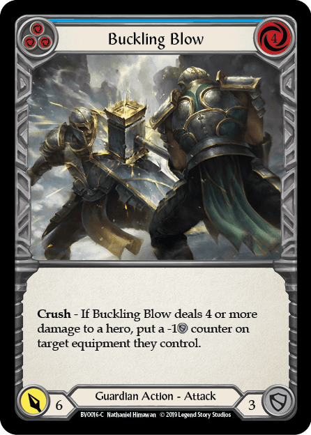 Buckling Blow (Blue) — Hero Deck: Bravo Flesh and Blood card by Nathaniel Himawan
