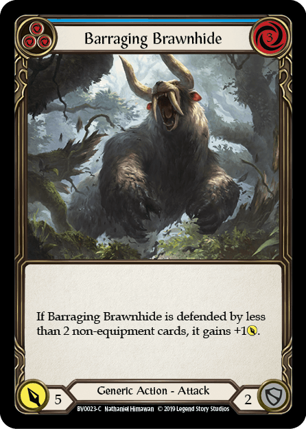 Barraging Brawnhide — BVO Flesh and Blood card by Nathaniel Himawan
