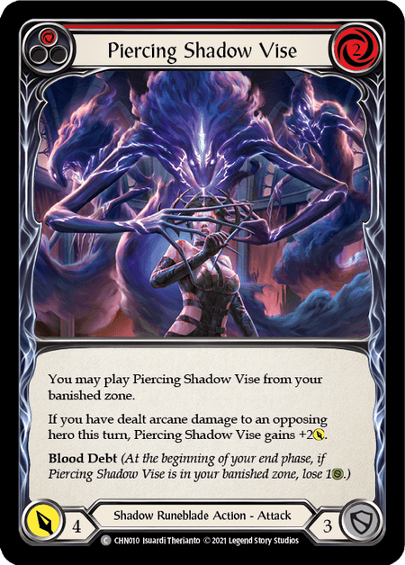 Piercing Shadow Vise (Red) — Blitz Deck: Monarch - Chane Flesh and Blood card by Sjors van der Meer