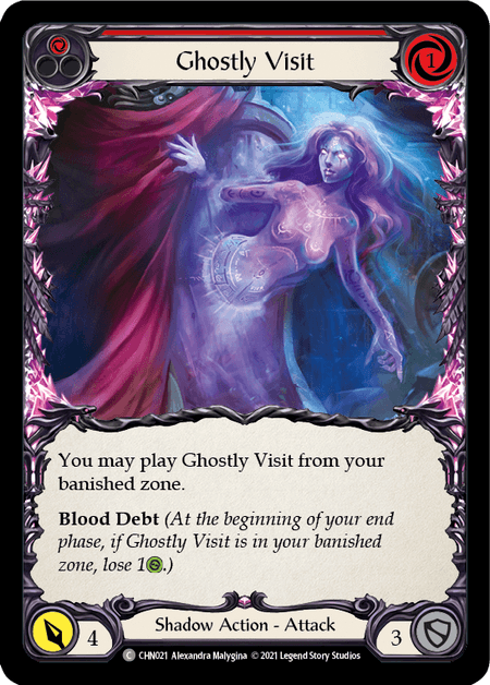 Ghostly Visit (Red) — Blitz Deck: Monarch - Chane Flesh and Blood card by Alexandra Malygina