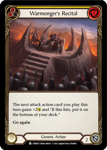Warmonger's Recital (Yellow) — Blitz Deck: Monarch - Chane Flesh and Blood card by Oliver Moris