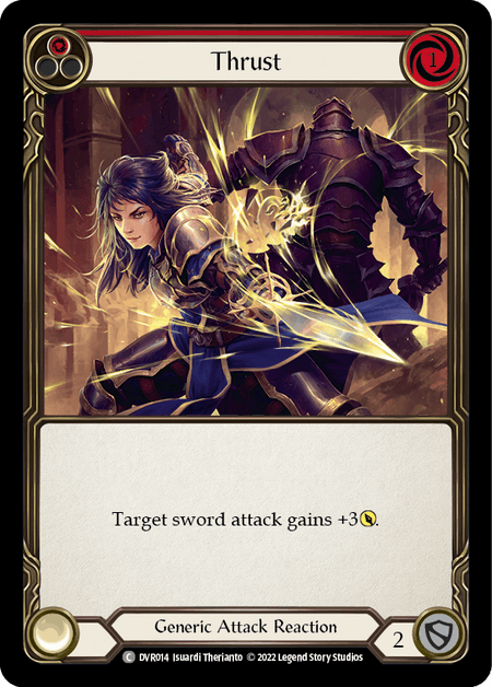 Thrust — Classic Battles: Rhinar vs Dorinthea Flesh and Blood card by Isuardi Therianto