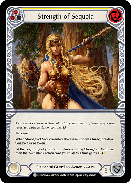 Strength of Sequoia (Yellow) — Tales of Aria Flesh and Blood card by Mateusz Wiśniewski
