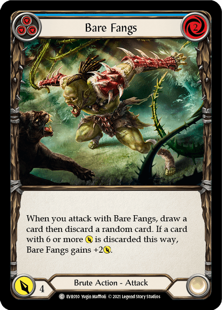Bare Fangs (Blue) — Everfest Flesh and Blood card by Yugin Maffei