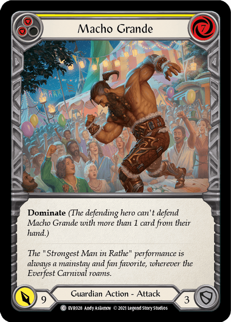 Macho Grande (Yellow) — Everfest Flesh and Blood card by Andy Aslamov