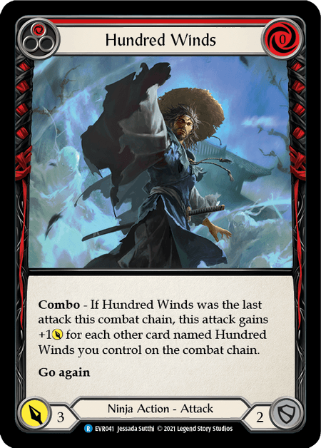 Hundred Winds (Red) — Everfest Flesh and Blood card by Jessada Sutthi