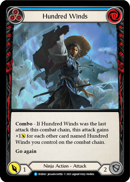Hundred Winds (Blue) — Everfest Flesh and Blood card by Jessada Sutthi