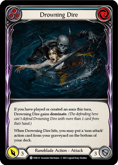 Drowning Dire (Blue) — Everfest Flesh and Blood card by Stanislav Sherbakov