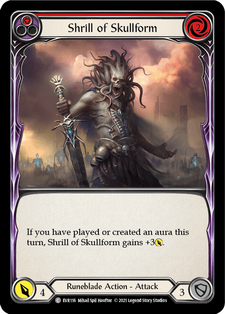 Shrill of Skullform (Red) — Everfest Flesh and Blood card by Mihail Spil-Haufter