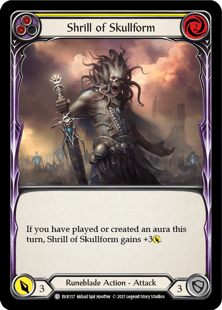 Shrill of Skullform (Yellow) — Everfest Flesh and Blood card by Mihail Spil-Haufter