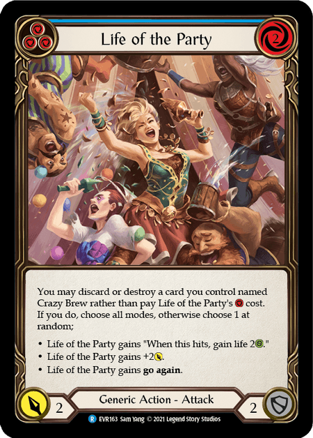 Life of the Party (Blue) — Everfest Flesh and Blood card by Sam Yang