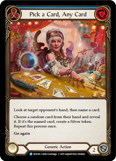 Pick a Card, Any Card (Blue) — Everfest Flesh and Blood card by Carlos Cruchaga
