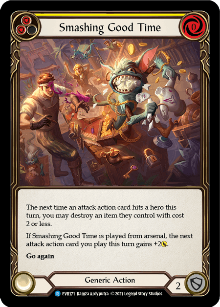 Smashing Good Time (Yellow) — Everfest Flesh and Blood card by Ramza Ardyputra