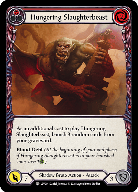 Hungering Slaughterbeast (Red) — Blitz Deck: Monarch - Levia Flesh and Blood card by Daniel Jiménez