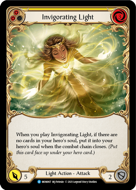 Invigorating Light (Yellow) — Monarch Flesh and Blood card by MJ Fetesio