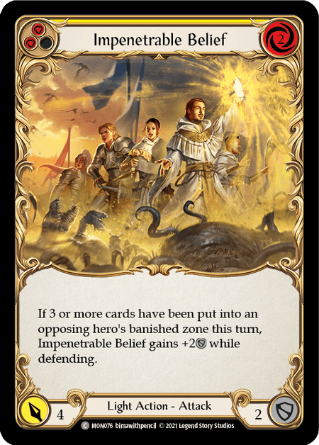 Impenetrable Belief (Yellow) — Monarch Flesh and Blood card by bimawithpencil