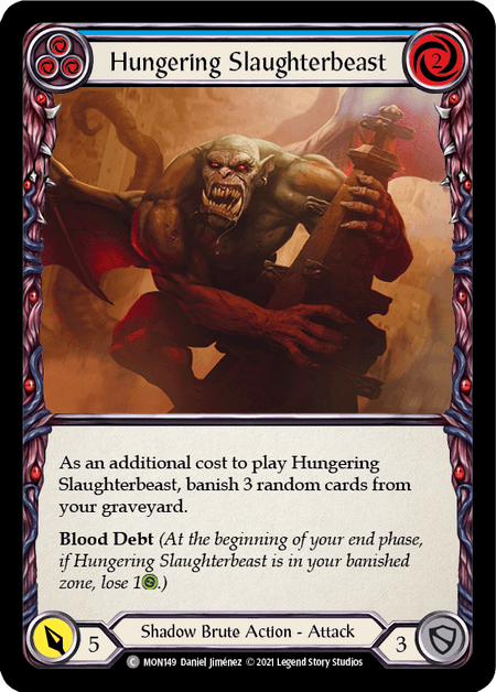 Hungering Slaughterbeast (Blue) — Monarch Flesh and Blood card by Daniel Jiménez