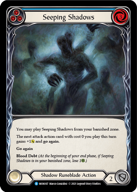 Seeping Shadows (Blue) — Monarch Flesh and Blood card by Marco González