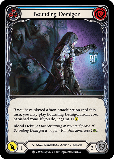 Bounding Demigon (Blue) — Monarch Flesh and Blood card by soyameii