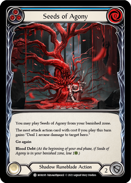 Seeds of Agony (Blue) — Monarch Flesh and Blood card by bimawithpencil
