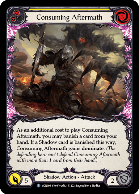 Consuming Aftermath (Yellow) — Monarch Flesh and Blood card by Vito Vivodka