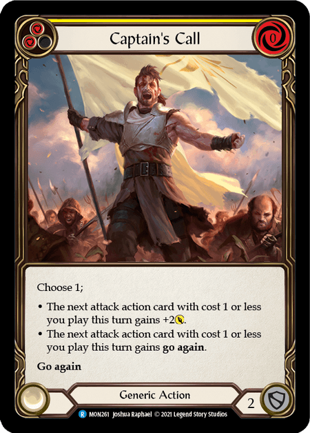 Captain's Call (Yellow) — Monarch Flesh and Blood card by Joshua Raphael