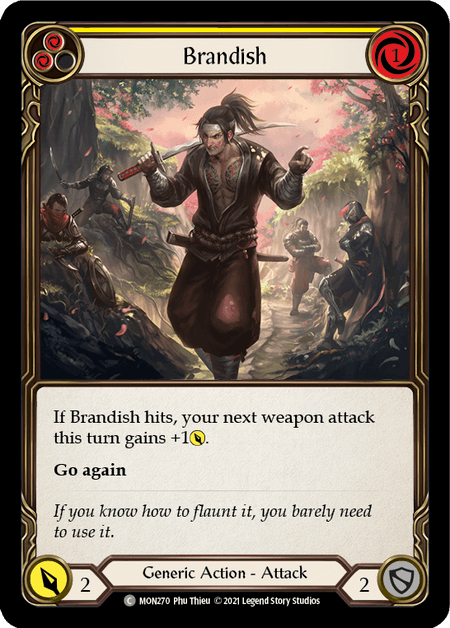 Brandish (Yellow) — Monarch Flesh and Blood card by Phu Thieu